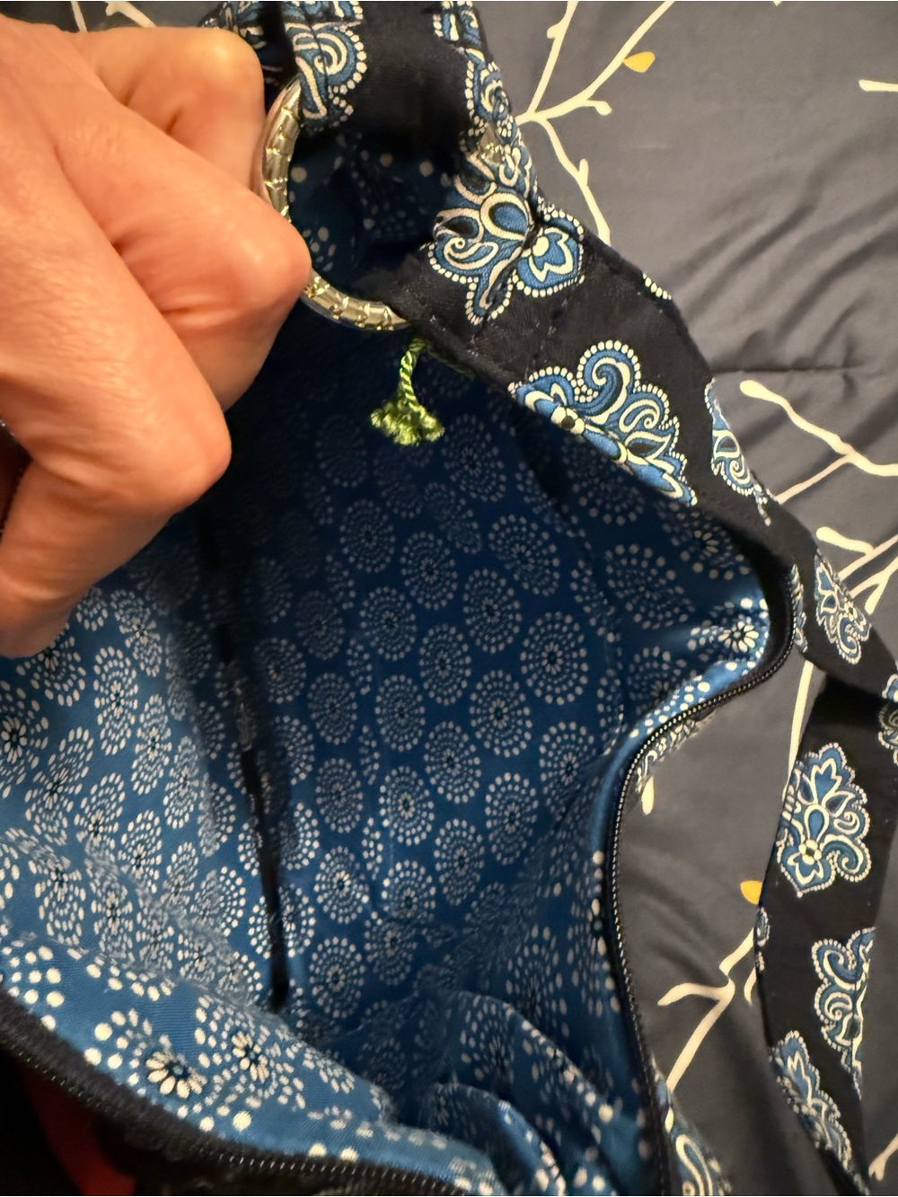 Vera Bradley Navy Quilted Shoulder Bag with Blue Paisley - Picture 4 of 4